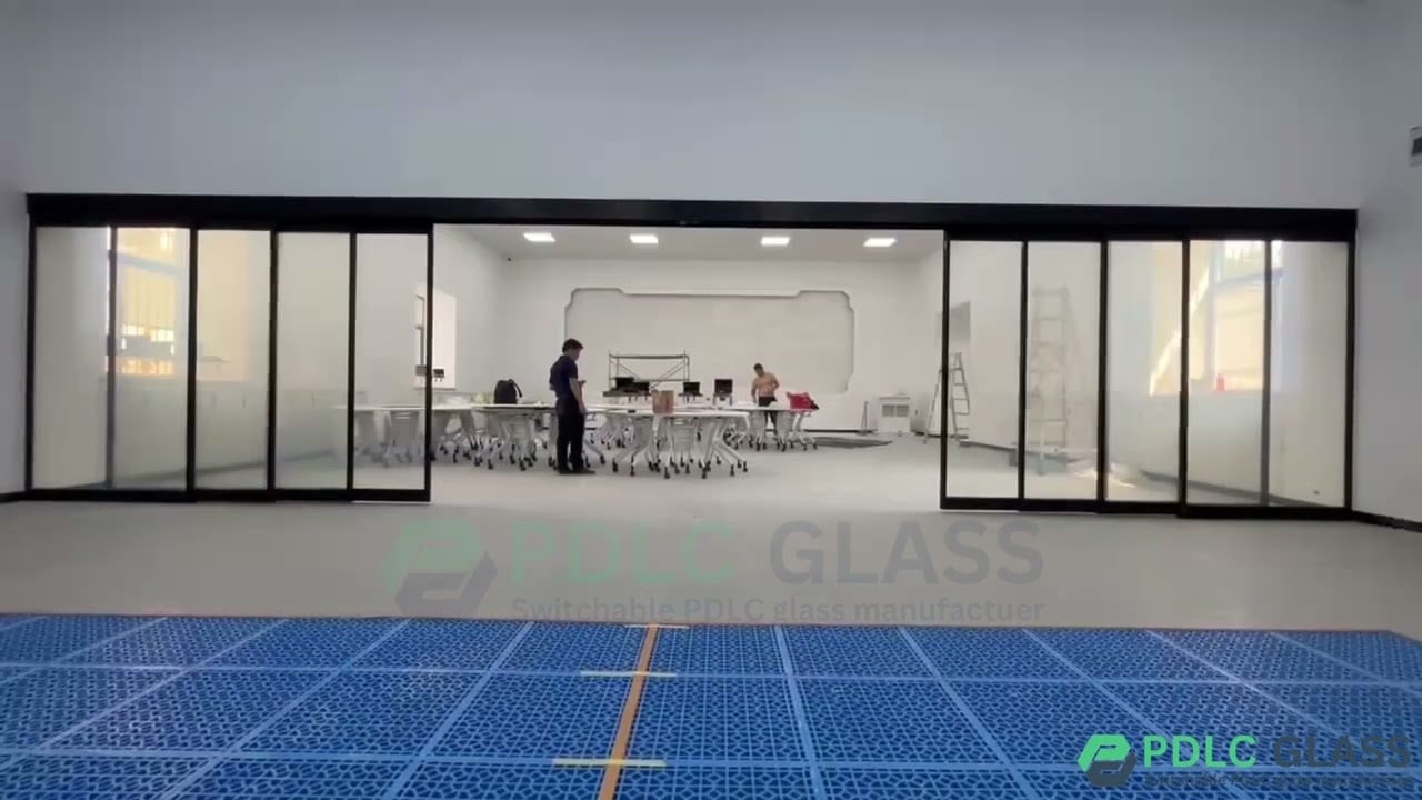 Application of Dimmable PDLC Glass in 8 Panel Automatic Sliding Doors - pdlcglass.com