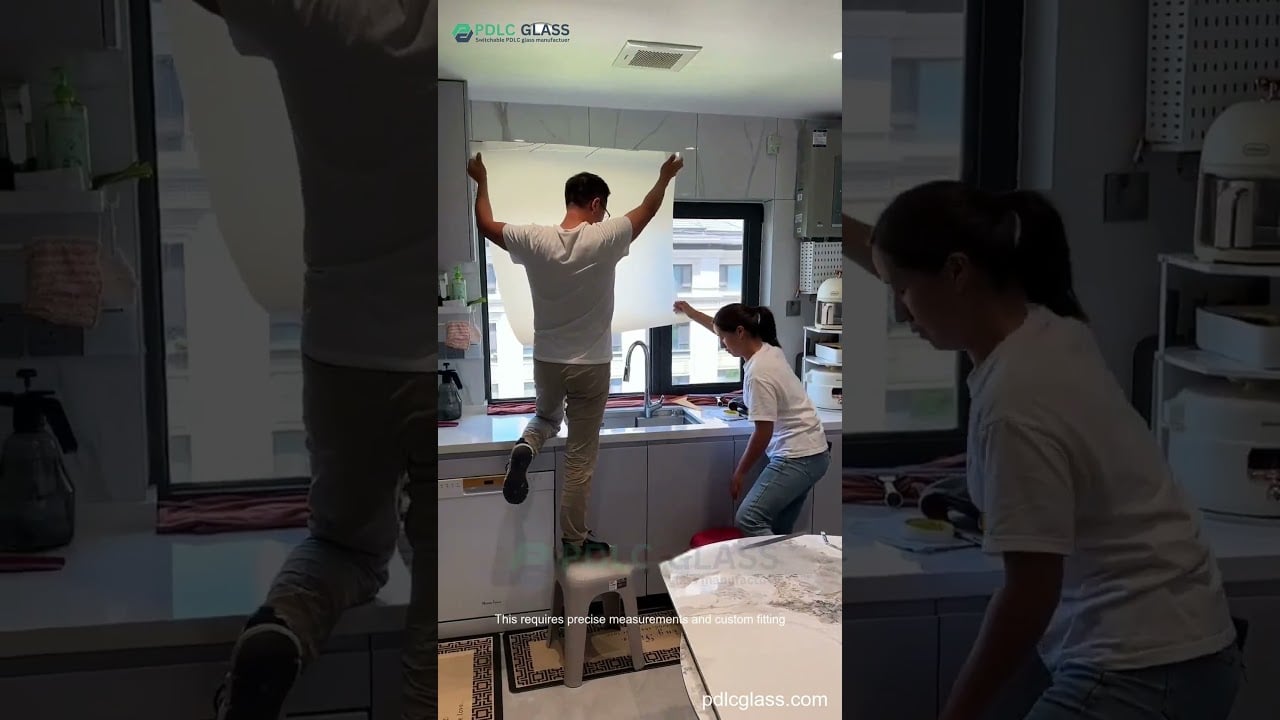 Change kitchen curtains with electric smart film
