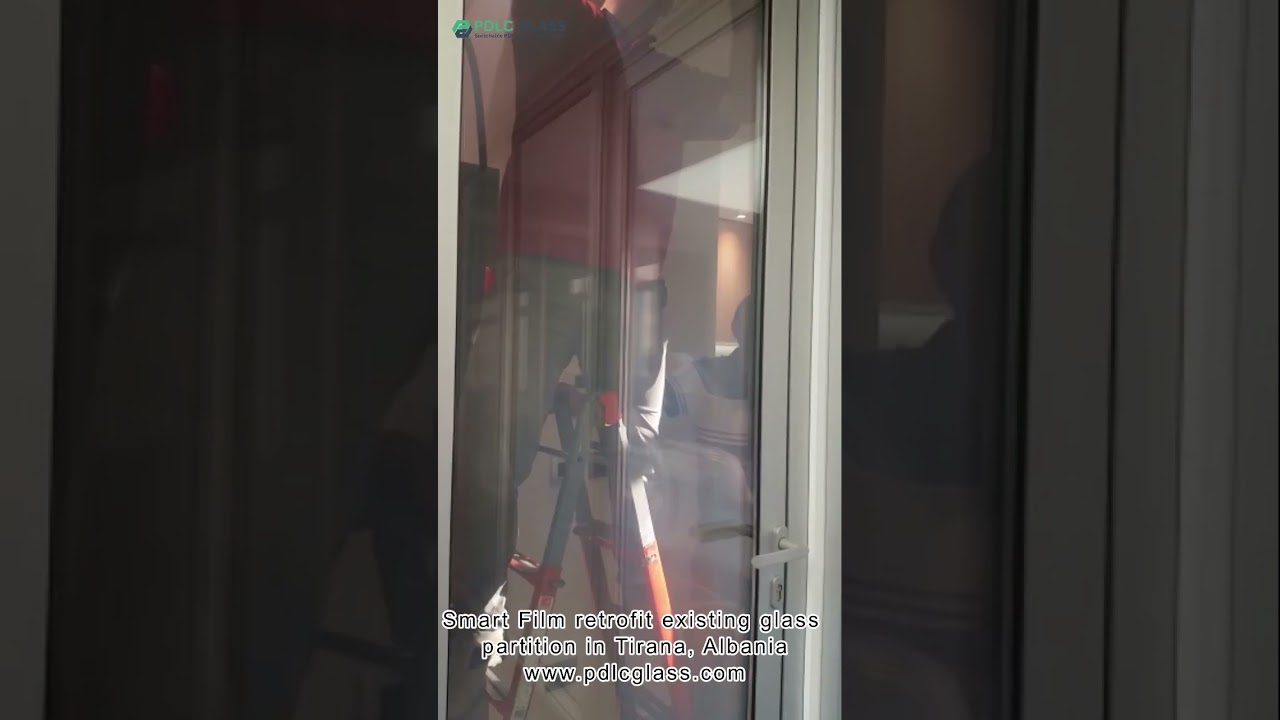 Adhesive Smart film retrofit existing glass partition in Tirana, Albania