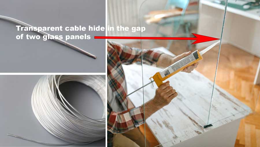transparent invisible cable in gap